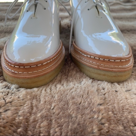 Want Les Essentiels Cordova Crepe Patent Leather White Oxfords - Picture 4 of 13